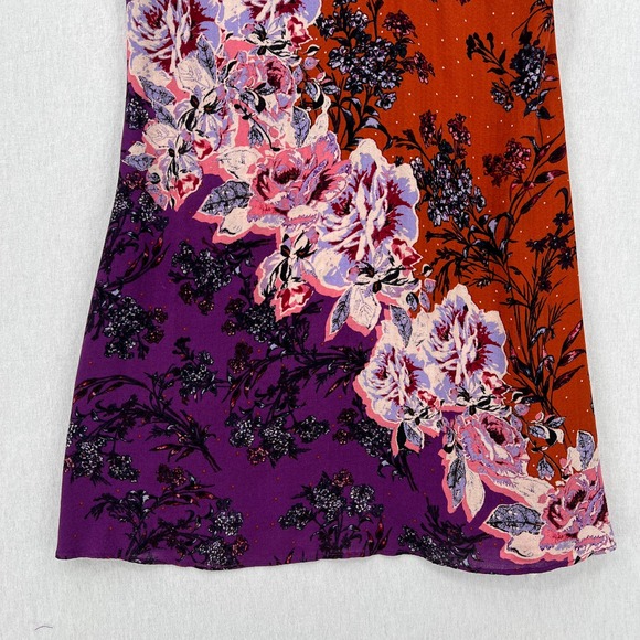 FREE PEOPLE Dress Womens Medium Purple Lauria Slip Mini Floral Print Rust NWT - Picture 9 of 16